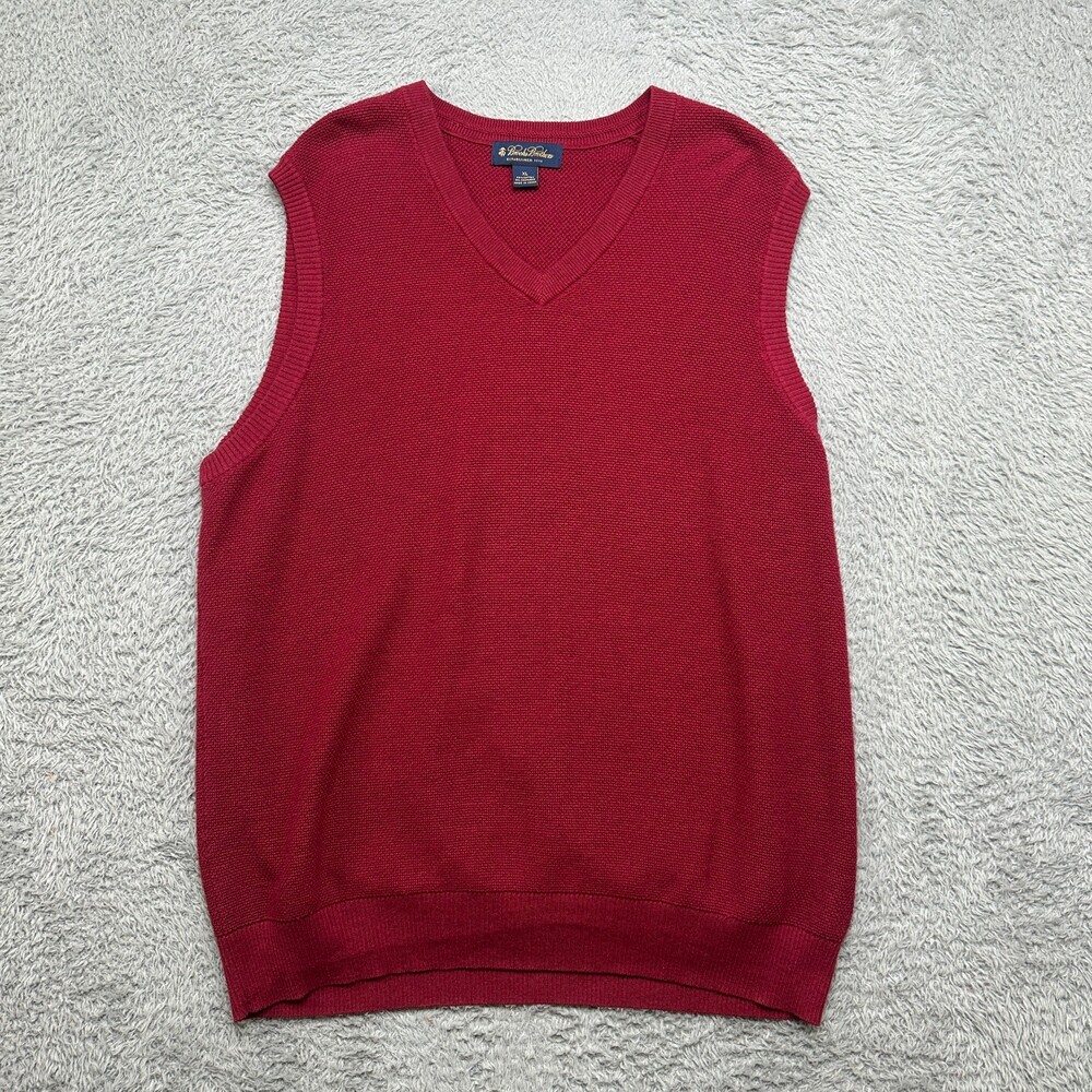 Brooks Brothers Sweater Vest Mens XL Red Cashmere Blend V Neck Excellent